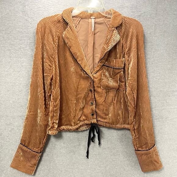 Free People Aspen Nights Velvet Button Up Top Size XS - Picture 3 of 7